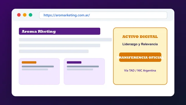 Ecosistema digital, branding y proceso de cesión registral formal de aromarketing.com.ar