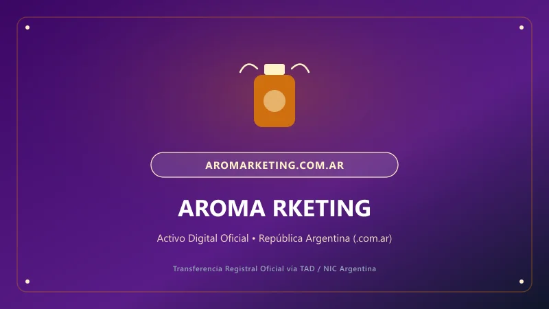 Identidad visual y presentación comercial del nombre de dominio aromarketing.com.ar en venta